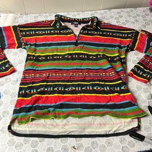 Chaps Sport Small Striped Long Sleeve 1/4 Zip Up Pull Over